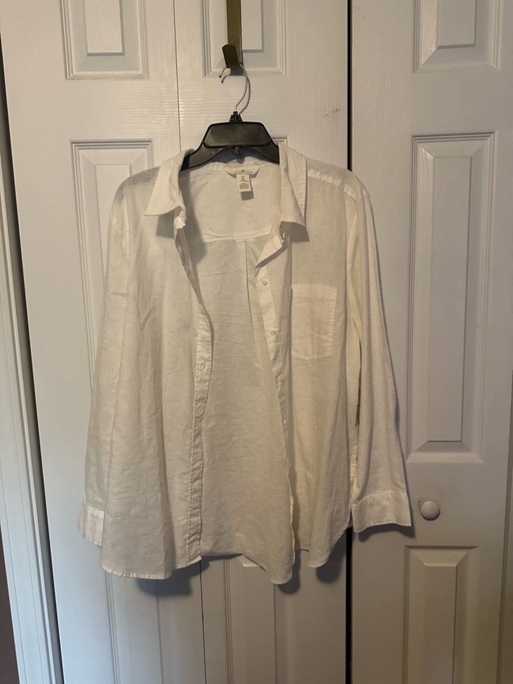 H&M White Womens Button-Down Linen Shirt